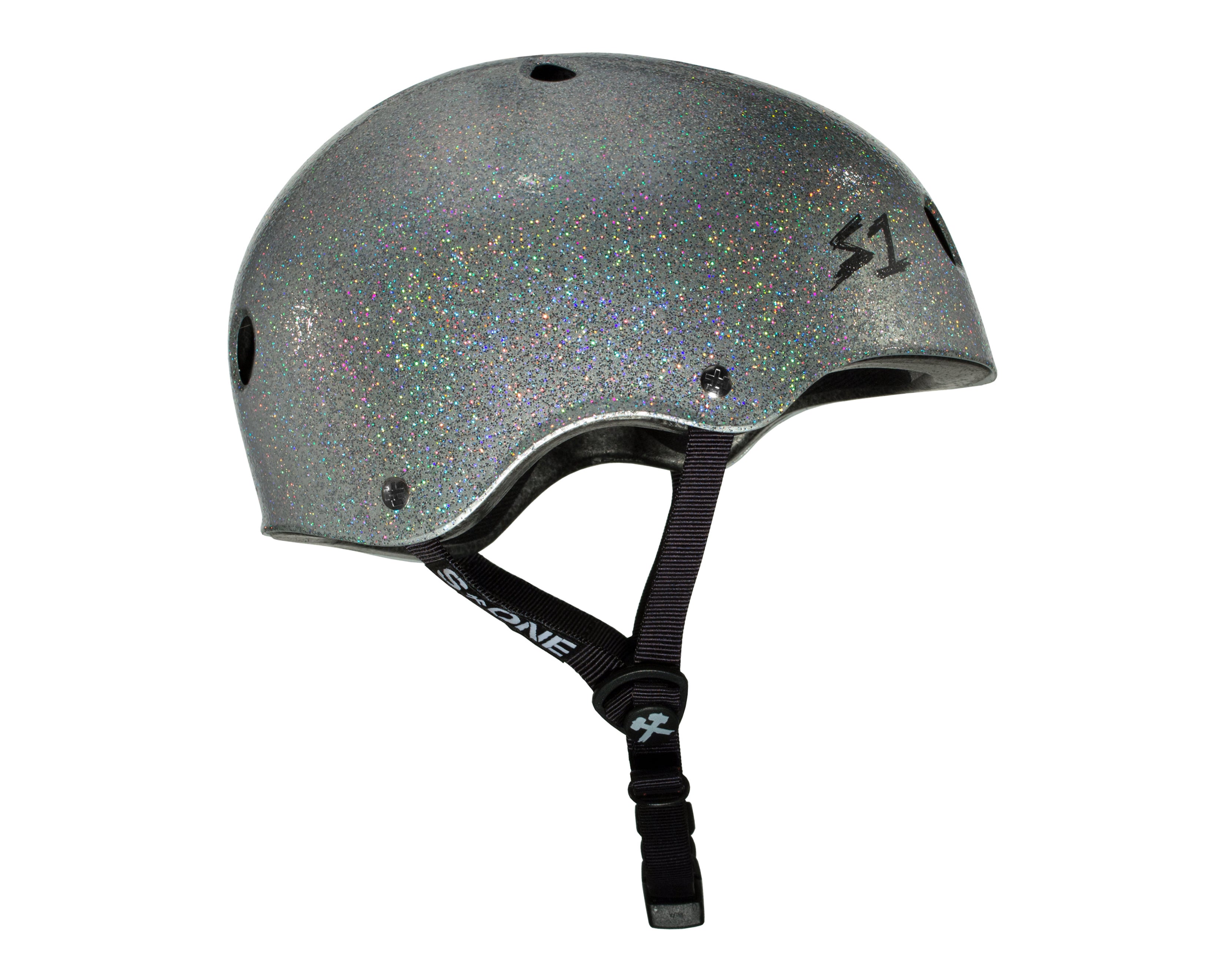 S1 Lifer Helmet - Silver Gloss Glitter – Chuffed Skates USA