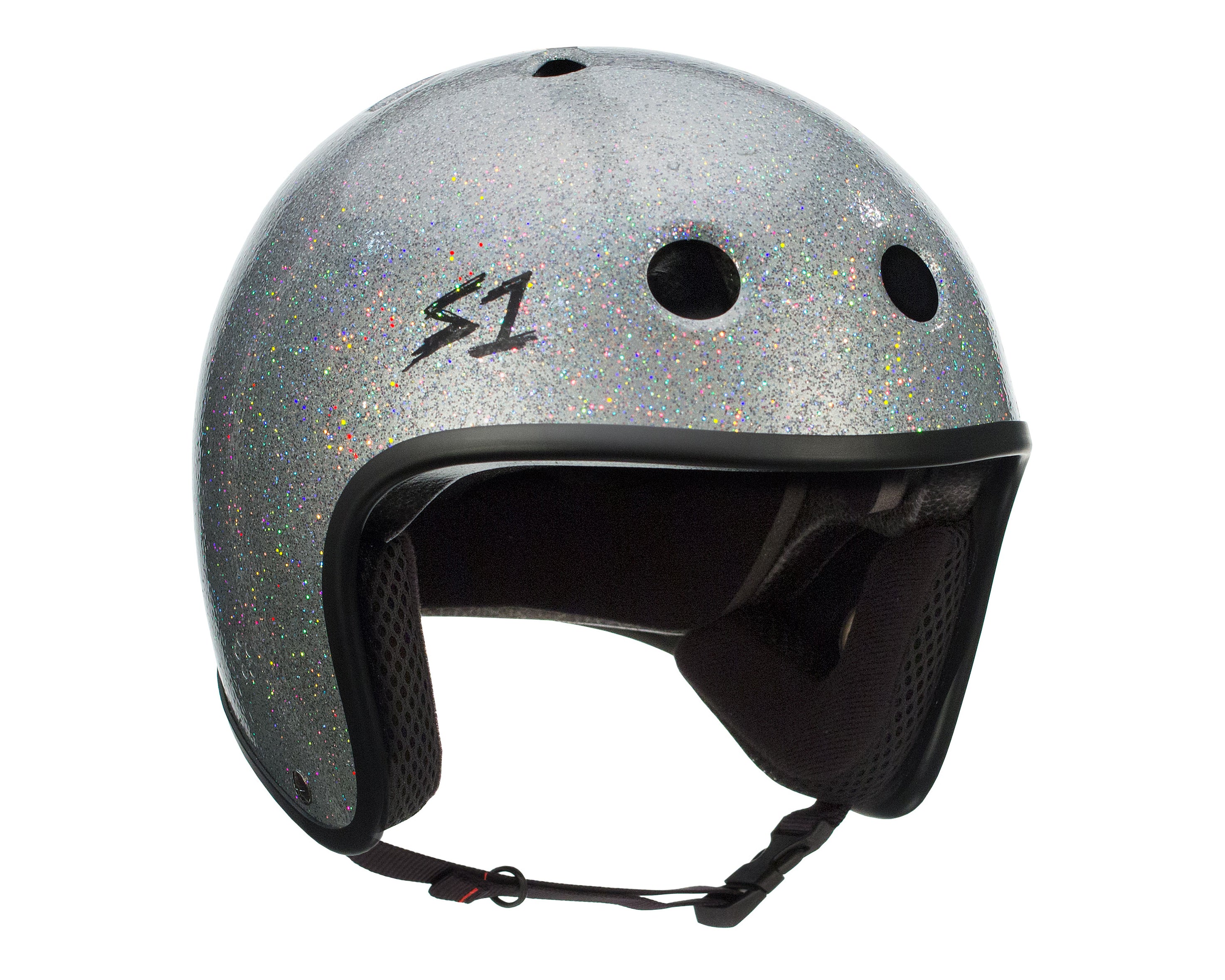 S1 Retro Lifer Helmet - Silver Gloss Glitter – Chuffed Skates USA